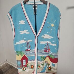 Koret Blue and White Knit Vest